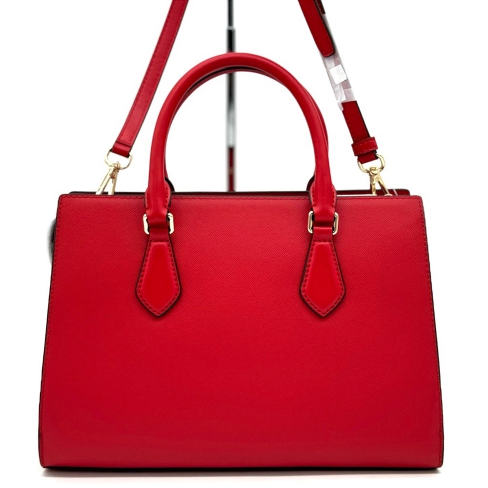 Michael Kors Sheila Medium Signature CZ Logo Satchel Crossbody Bag Bright Red - Picture 5 of 12